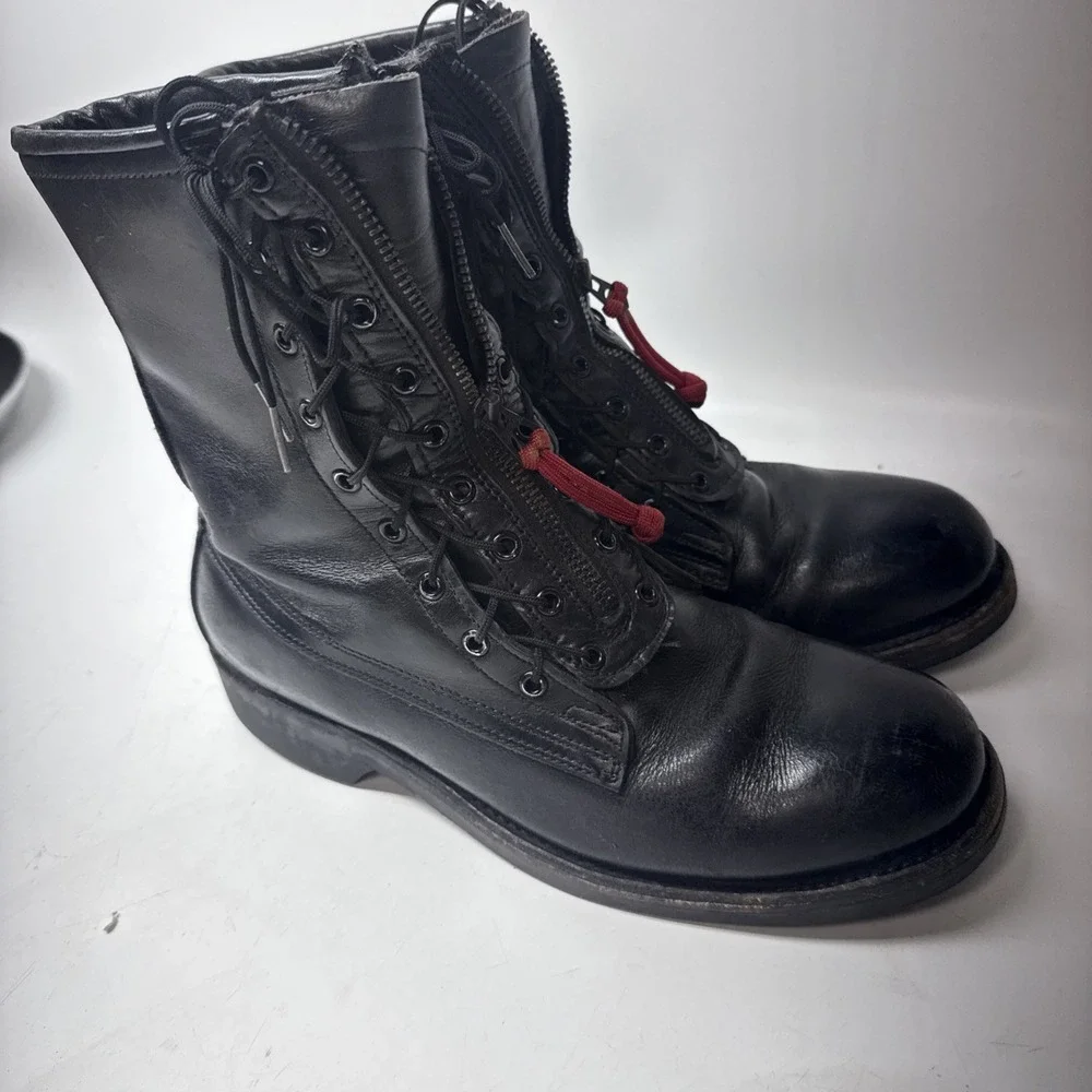 Vtg Addison Shoe Co Biltrite *Read * Zip Tongue Combat Boot  Asymmetric 8D